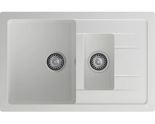 GRANFEST Мойка композит QUADRO GF-Q--775KL 1.5-чаш+крыло 775*500мм   иней арт.GF-