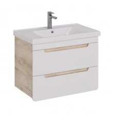 Тумба Lemark OLIVIA 80 см под 1 раковину, подвесная, 2 ящика, цвет корпуса: Дуб кантри, цвет фасада: