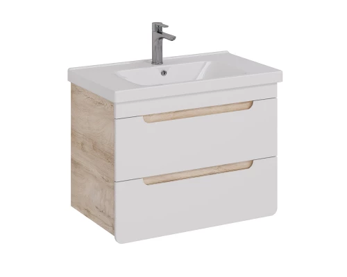 Тумба Lemark OLIVIA 80 см под 1 раковину, подвесная, 2 ящика, цвет корпуса: Дуб кантри, цвет фасада: