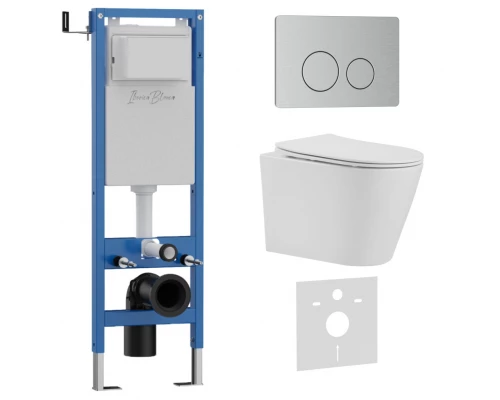 Комплект 3в1 IBERICA BLANCA инсталляция SILENCIO MINI, унитаз BURGOS ALTO белый, кнопка смыва INOX-O хром матовый (IB.001M.BRA.234.8132)