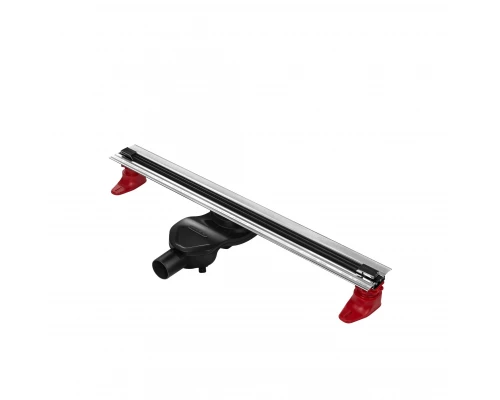 Желоб водосток напольный SUPER Slim 800 нержавеющая сталь, решетка  матовый черный, S-сифон D50 боко