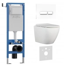 Комплект 3в1 IBERICA BLANCA инсталляция SILENCIO MINI, унитаз BILBAO ALTO белый, кнопка смыва CRYSTAL-R белый глянцевый (IB.001M.BLA.231.2210)