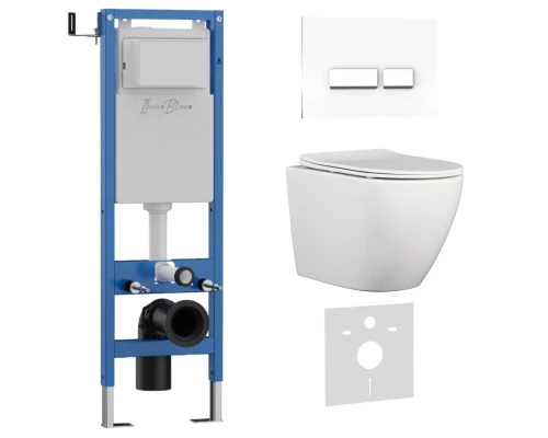 Комплект 3в1 IBERICA BLANCA инсталляция SILENCIO MINI, унитаз BILBAO ALTO белый, кнопка смыва CRYSTAL-R белый глянцевый (IB.001M.BLA.231.2210)