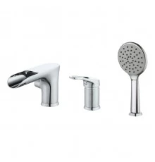 Omega Смеситель для ванны, на борт 3отв. с каскад.изливом 121мм лейка, р/ОД, хром, LM, LM3145C