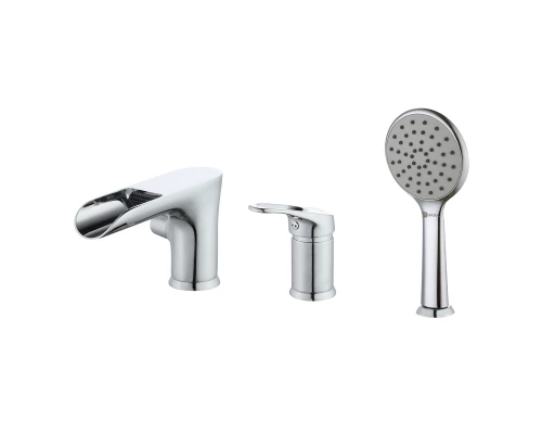 Omega Смеситель для ванны, на борт 3отв. с каскад.изливом 121мм лейка, р/ОД, хром, LM, LM3145C