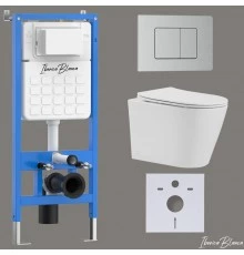 Комплект 3в1 IBERICA BLANCA инсталляция SILENCIO, унитаз BURGOS ALTO белый, кнопка смыва INOX-C хром матовый (IB001.BRA.231.1132)