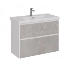 Тумба Lemark COMBI 100 см под 1 раковину, подвесная/напольная, 2 ящика, цвет фасада: Бетон, цвет кор