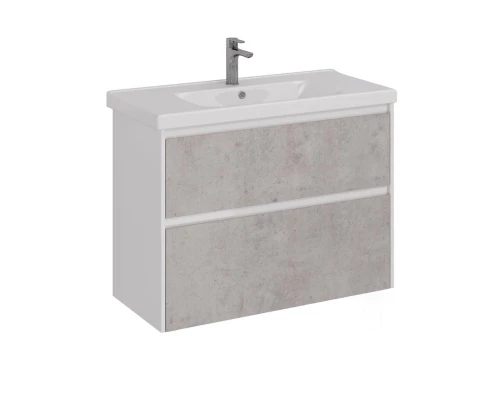 Тумба Lemark COMBI 100 см под 1 раковину, подвесная/напольная, 2 ящика, цвет фасада: Бетон, цвет кор