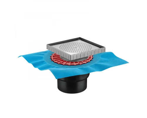 Трап водосток напольный ZENTRUM Keramik 150х150 под плитку, без обрамления, выпуск D50/75/110 H74 ве