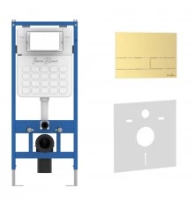 Комплект 2в1 IBERICA BLANCA инсталляция SILENCIO, кнопка смыва INOX-S золото матовое (IB001.016.03)