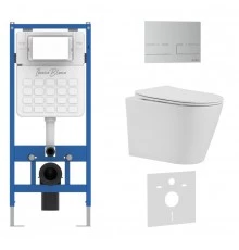Комплект 3в1 IBERICA BLANCA инсталляция SILENCIO, унитаз BURGOS ALTO белый, кнопка смыва INOX-S хром матовый (IB001.BRA.231.1601)