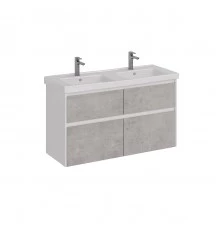 Тумба Lemark COMBI 125 см под 2 раковины, подвесная/напольная,4 ящика, цвет фасада: Бетон, цвет корп