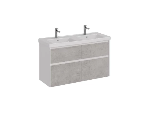 Тумба Lemark COMBI 125 см под 2 раковины, подвесная/напольная,4 ящика, цвет фасада: Бетон, цвет корп