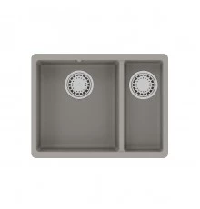 Кухонная мойка Lemark SINARA 550.2-U подстольного монтажа с доп.чашей из кварцгранита, Грей