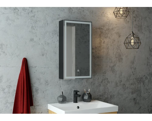 Зеркало-шкаф Mirror Box black Led 350х650 правый
