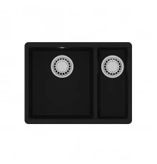Кухонная мойка Lemark SINARA 550.2-U подстольного монтажа с доп.чашей из кварцгранита, Антрацит 
