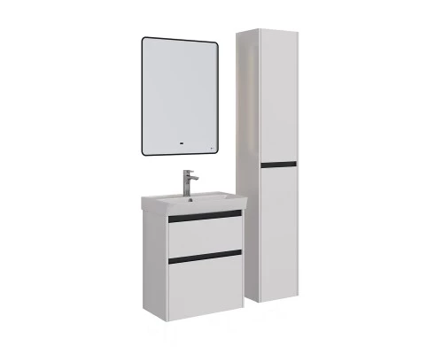 Тумба Lemark COMBI 60 см под 1 раковину, подвесная/напольная, 2 ящика, цвет планки: Чёрный, цвет кор