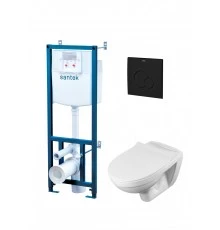 ПЭК БОРЕАЛЬ (подвес. унитаз с тонким сиденьем, инсталляция, панель черн. матт),САНТЕК