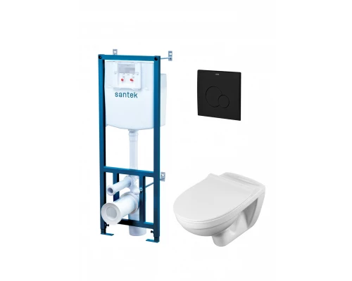 ПЭК БОРЕАЛЬ (подвес. унитаз с тонким сиденьем, инсталляция, панель черн. матт),САНТЕК