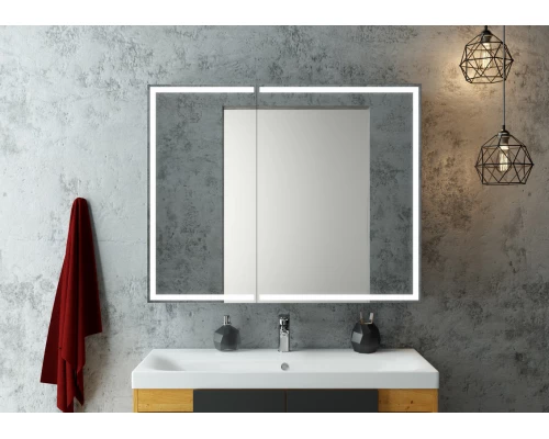 Зеркало-шкаф Mirror Box black Led 1000х800