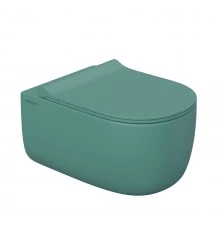 Унитаз подвесной EGO XL, матовый темно-зеленый Rimless 54 см, сиденье дюропласт EGO XL Slim SO, микр