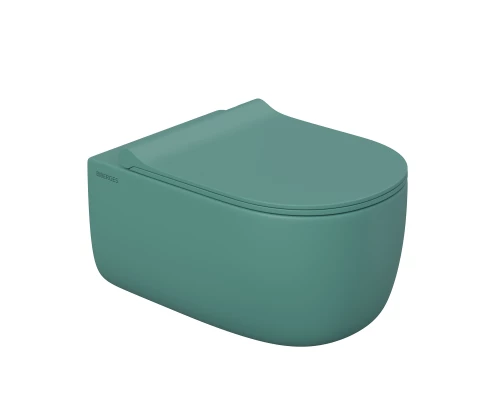 Унитаз подвесной EGO XL, матовый темно-зеленый Rimless 54 см, сиденье дюропласт EGO XL Slim SO, микр
