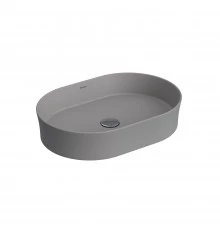Раковина Ego SL накладная овал, 55x38 см, без отверстия под смеситель, серый матовый, BERGES
