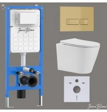 Комплект 3в1 IBERICA BLANCA инсталляция SILENCIO, унитаз BURGOS ALTO белый, кнопка смыва ESTI-R золото матовое (IB001.BRA.231.215)