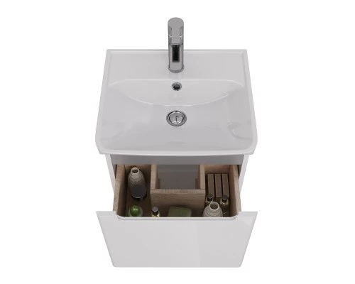 Тумба Lemark BUNO MINI 45 см под 1 раковину, подвесная, 1 ящик, цвет планки: Серый, цвет корпуса, фа