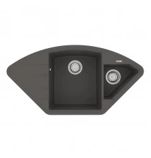 Кухонная мойка Lemark IRKANA 980 врезная угловая с доп. чашей и крылом из кварцгранита, Серый шёлк