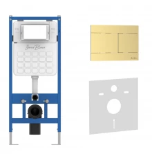 Комплект 2в1 IBERICA BLANCA инсталляция SILENCIO, кнопка смыва INOX-R золото матовое (IB001.015.03)