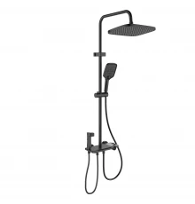 Душевая стойка PULSAR на 4 потребителя, с термостатом, оружейная сталь, BERGES