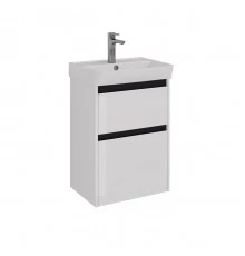 Тумба Lemark COMBI 50 см под 1 раковину, подвесная/напольная, 2 ящика, цвет планки: Чёрный, цвет кор