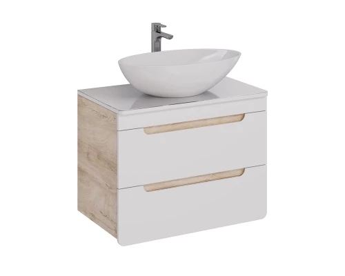 Тумба Lemark OLIVIA 80 см под 1 раковину, подвесная, 2 ящика, цвет корпуса: Дуб кантри, цвет фасада: