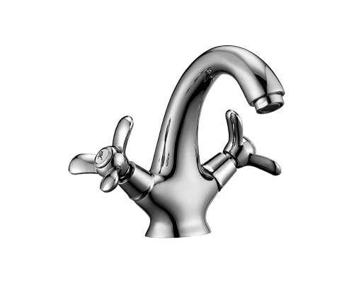 Q02 Смеситель для раковины, монолит.излив 142мм, р/ДВ, хром, ROS, Q02-61