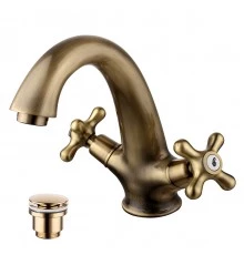 Vintage Смеситель для раковины, монолит.излив 138мм дон.клап.Click/Clack, р/ДВ, бронза, LM, LM2806B