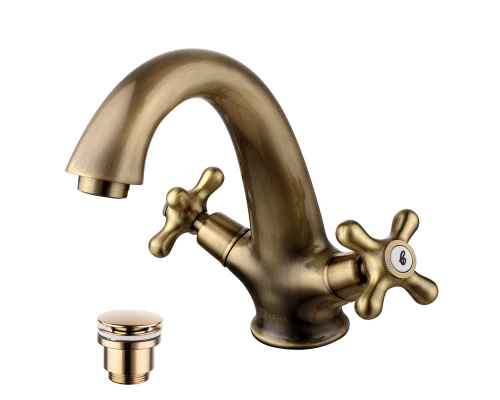 Vintage Смеситель для раковины, монолит.излив 138мм дон.клап.Click/Clack, р/ДВ, бронза, LM, LM2806B
