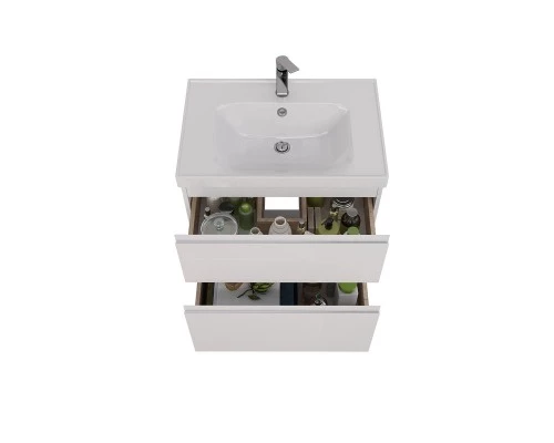 Тумба Lemark VEON 70 см под 1 раковину, подвесная/напольная, 2 ящика, цвет корпуса, фасада: Белый гл