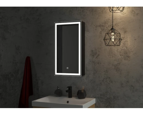 Зеркало-шкаф Mirror Box black Led 350х650 левый
