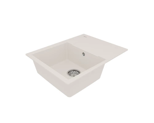 Кухонная мойка Lemark IMANDRA 640 врезная прямоугольная с крылом из кварцгранита, Жасмин 