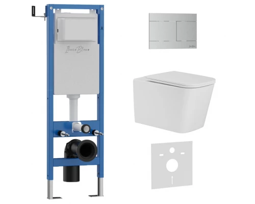 Комплект 3в1 IBERICA BLANCA инсталляция SILENCIO MINI, унитаз TOLEDO ALTO белый, кнопка смыва INOX-R хром матовый (IB.001M.TLA.234.1501)