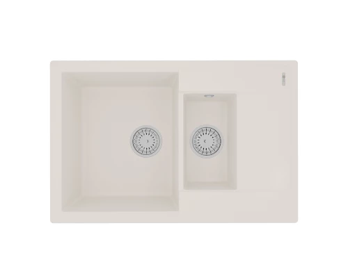 Кухонная мойка Lemark RAMZA 760 врезная прямоугольная с доп.чашей и крылом из кварцгранита, Жасмин 