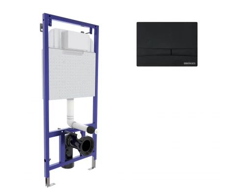 Инсталляция  для скрытого монтажа унитаза NOVUM кнопка F5 Soft Touch, черная, BERGES