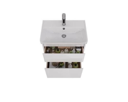 Тумба Lemark COMBI 60 см под 1 раковину, подвесная/напольная, 2 ящика, цвет корпуса, фасада: Белый г