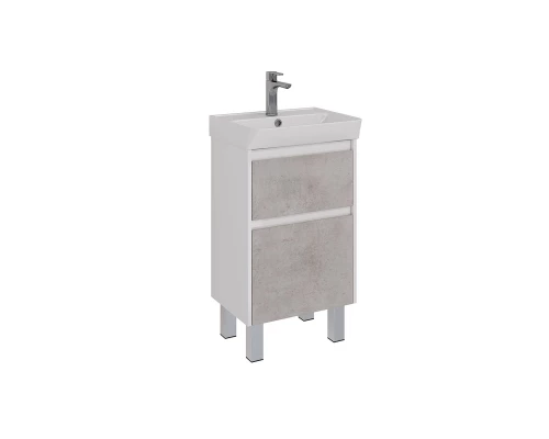 Тумба Lemark COMBI 50 см под 1 раковину, подвесная/напольная, 2 ящика, цвет фасада: Бетон, цвет корп