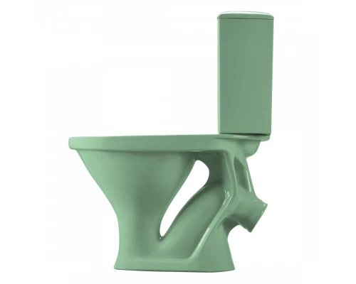 Унитаз-компакт "Вест" косой выпуск, с кнопочной арматурой и сиденьем, салатовый SANTERI