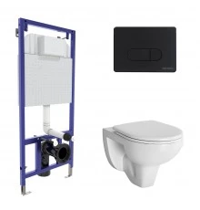 Комплект для монтажа подвесного унитаза GAMMA: инсталляция NOVUM525, кнопка D5, унитаз  с сиденьем G