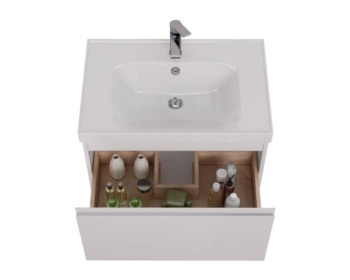 Тумба Lemark VEON MINI 70 см под 1 раковину, подвесная,1 ящик, цвет корпуса, фасада: Белый глянец  