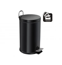 Ведро-контейнер для мусора с педалью 12 л, микролифт, черное,  BERGES