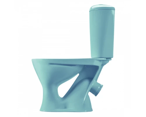 Унитаз-компакт "Версия" наклонный выпуск, с кнопочной арматурой и сиденьем, голубой  SANTERI